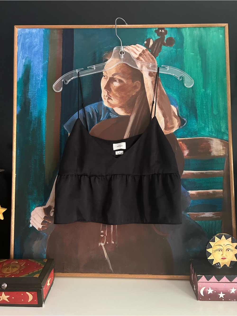 Wilfred Aritzia Black Babydoll Cami Crop Top Size M Minimalist Boho Chic